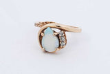 Opal & Diamond Ring In 14k Yellow Gold 3.7 Grams Size 6.25 Eb0925loxdu