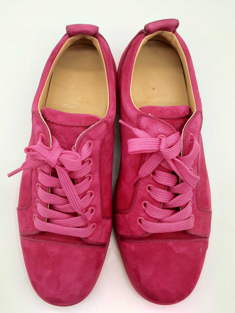 Christian Louboutin Pink Suede Junior Orlato Flat Veau Sneakers Eb0424lxzde