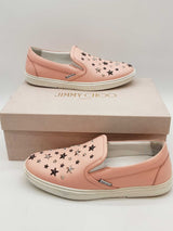 Jimmy Choo Studded Star Pink Leather Slip On Sneakers Size 43 Eb1225lexde