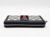 Gucci Ophidia Zip Around Wallet In Gg Supreme Canvas & Navy Calfskin Fw0626prxdu