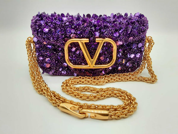 Valentino Garavani Loco Purple Sequin Shoulder Bag Do0724lxzxde