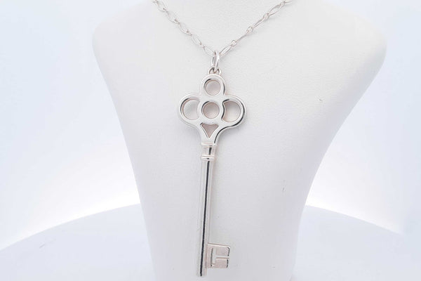 Tiffany & Co. Sterling Silver Crown Key Pendant 10.7 Grams 20 Inch Eb1124lxzsa