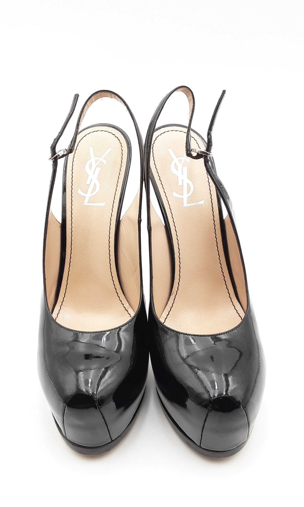 Yves Saint Laurent Tribtoo Platform Slingback Patent Leather Heels 144010024838
