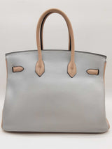 Hermes Custom Birkin 35 Blue Beige Clemence Palladium Handbag Do0825srxzde