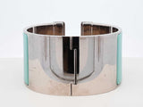 Hermès Extra Wide Clic H Silver-tone & Mint Green Enamel Bangle 7inch Fw0626oxzdu