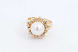 Pearl & Diamond Ring In 14k Yellow Gold 5.3 Grams Size 6.75 Eb0724lrxdu