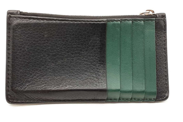 Burberry Black & Green Leather Card Case Wallet Eb0925crdu