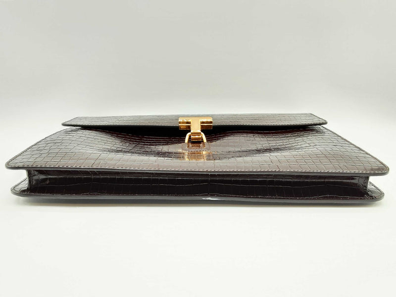 Tom Ford Brown Croc Embossed Leather Portfolio Do0125rxzde