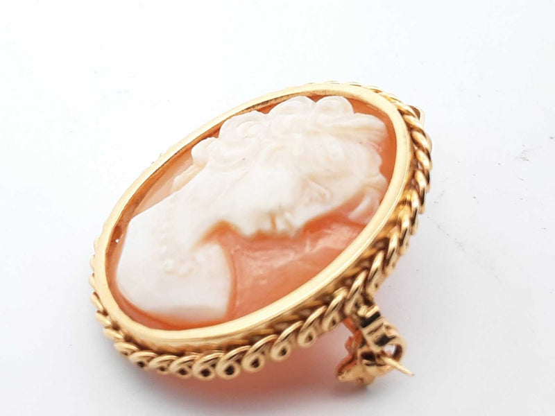 18k Yellow Gold Cameo Brooch Pendant 1 In 6.9g Lh0924oxzde