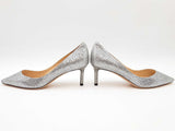 Jimmy Choo Romy Silver Glitter Pointed Toe Pumps Size 7.5 Sd0926lzxde