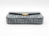 Fendi Diamonds Wallet With Chain In Two-tone Mercury Blue Ff Leather Fw0526prxdu