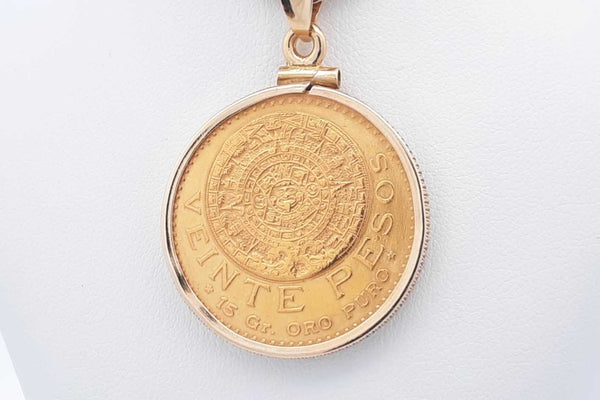 1959 Vente Pesos Estados Unidos Mexicanos Gold Coin Pendant & Chain Eb1224irxdu