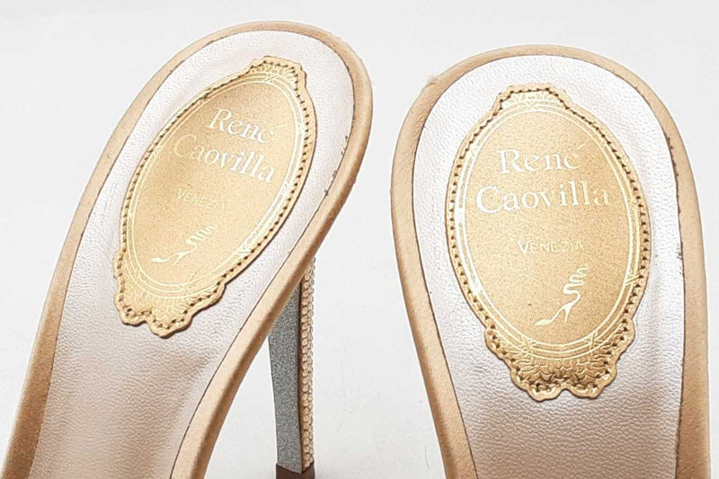 Rene Caovilla Cleo Satin Crystal Heels Size 38.5 Eb0425lxzsa