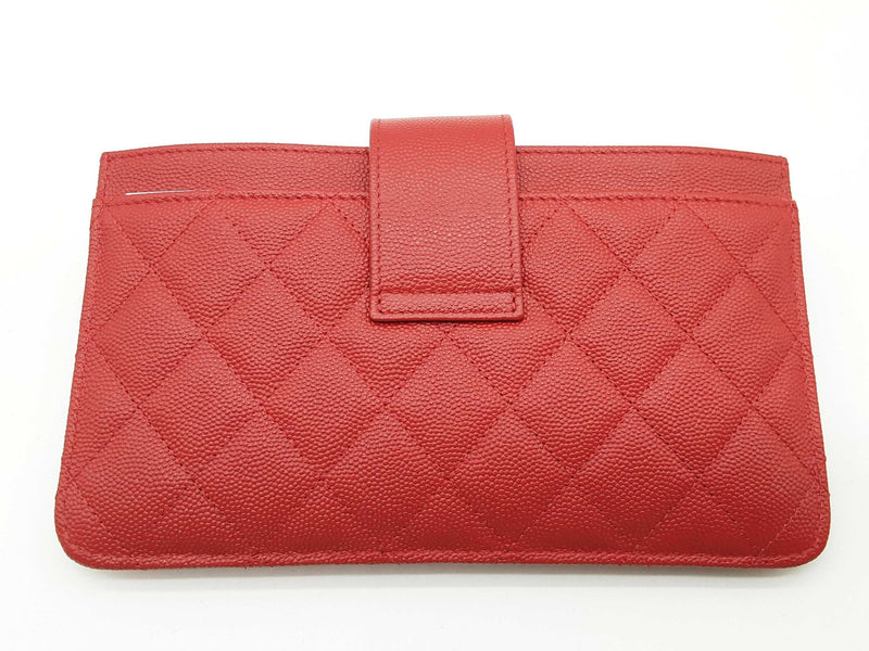 Chanel Red Quilted Cavier Leather Wallet Do0325erxde