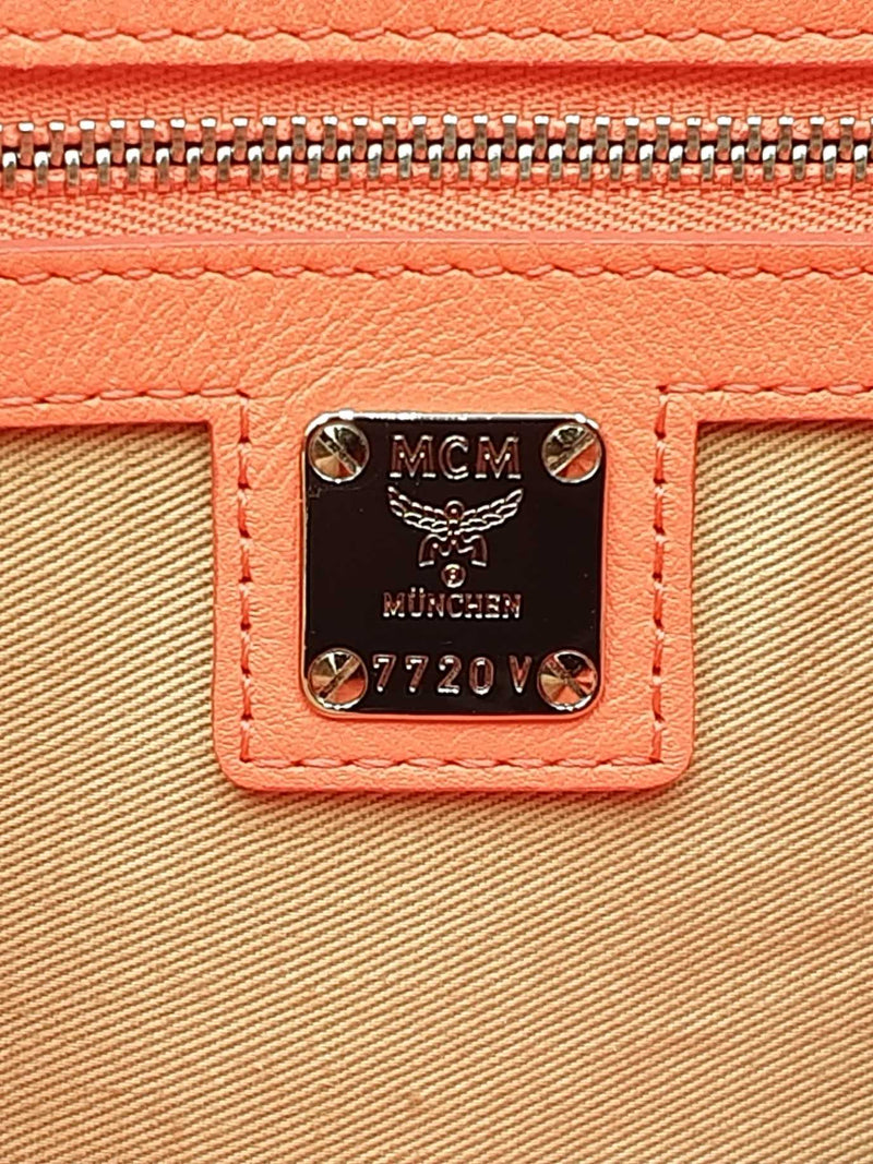 Mcm Ottomar Essential Boston Bag In Embossed Hot Coral Leather Fw0825lexdu
