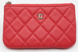 Chanel Red Quilted Caviar Leather Mini O-case Pouch Eb0226pxzdu