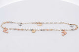 14k Tricolor Gold Bracelet With Dolphin & Heart Charms 3.8g 9 Inch Eb1125oxzsa