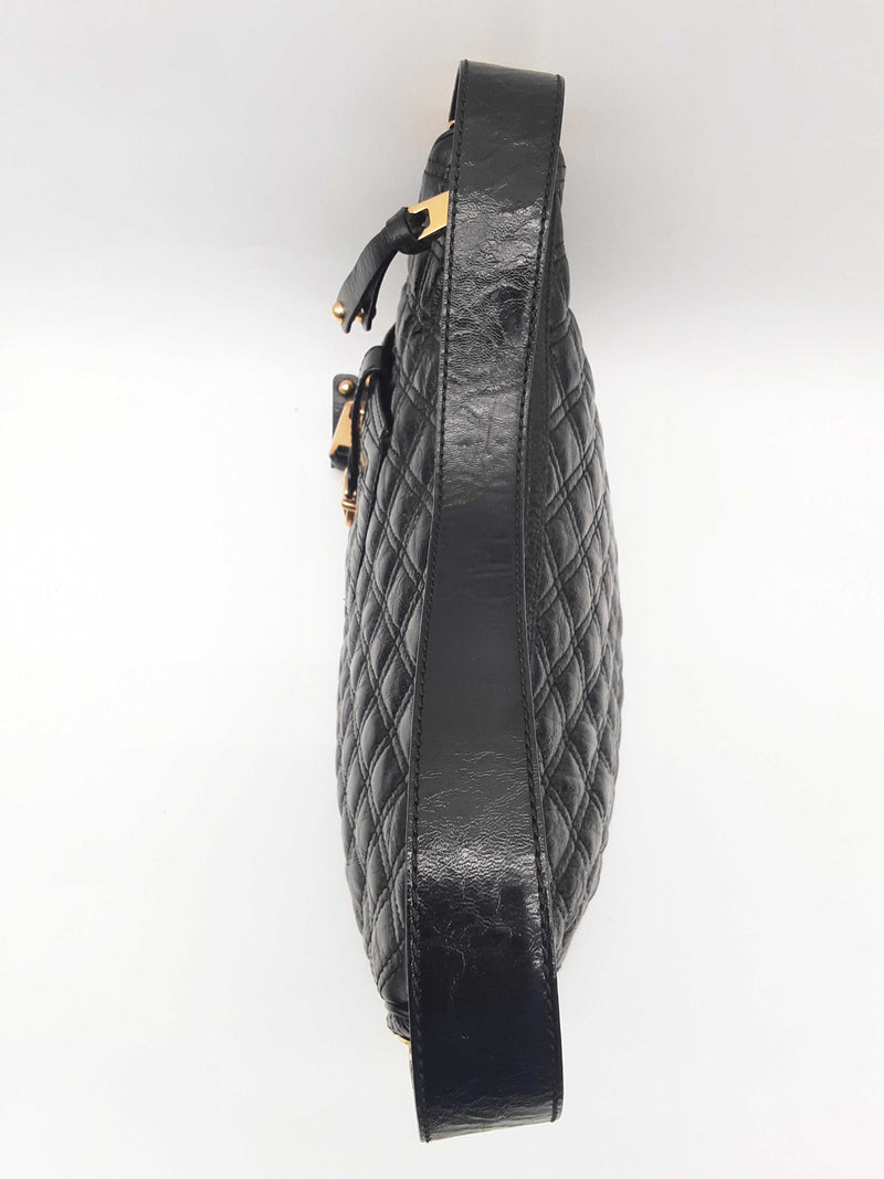 Marc Jacobs Ursula Black Quilted Patent Leather Hobo Bag Do0925rxde