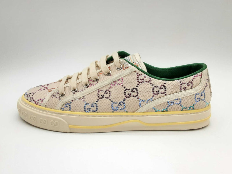 Gucci Tennis 1977 Crystal Gg Monogram Canvas Sneakers Size 41 Fw1024wxzde