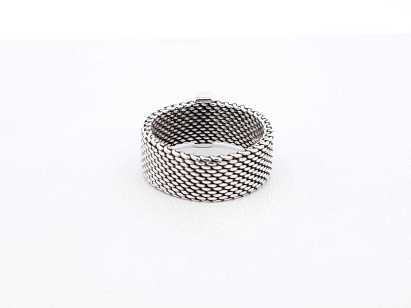 Tiffany & Co. Somerset Wide Mesh Ring In Sterling Silver 3.9g Size 5 Fw1125izdu