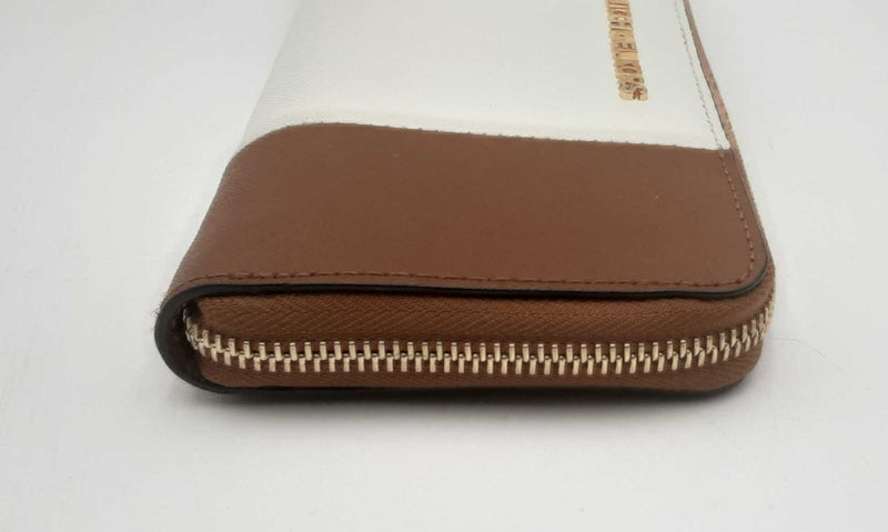 Michael Kors Brown & White Zip Around Wallet Eb0224lrsa