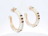 Tory Burch Double T Icon Beige & Gold-tone Enamel Hoop Earrings Fw0326izdu
