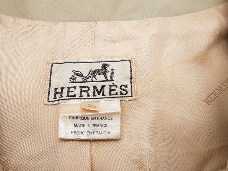 Hermes Khaki Tan Quilted Trench Coat Size 56 Do0625rxzde