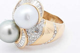 18k Yellow Gold Diamond & Faux Pearl Ring 12.8 Grams Size 9.25 Eb1225ixzsa