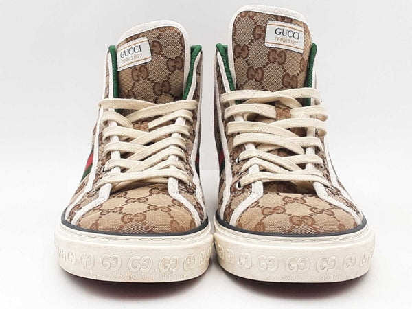 Gucci 77 Monogram High Tops Beige Size 9.5 Aa0725lzxsa