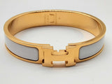 Hermes Clic H Blanc 18k Yg 39.5g White Enamel Bangle Bracelet 6.75 In Do0924oxzde