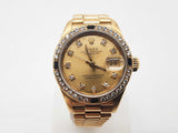 Rolex 26 Datejust Champagne Dial Diamonds Sapphires 18k Yg Watch Do0326irxzde