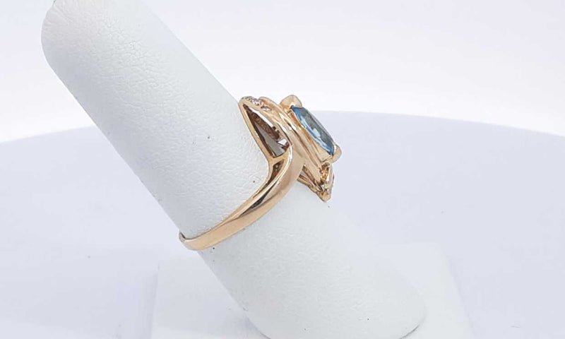 14k Yellow Gold Ring With Blue Stone Size 6.75 3.5 Grams Eb0324loxsa