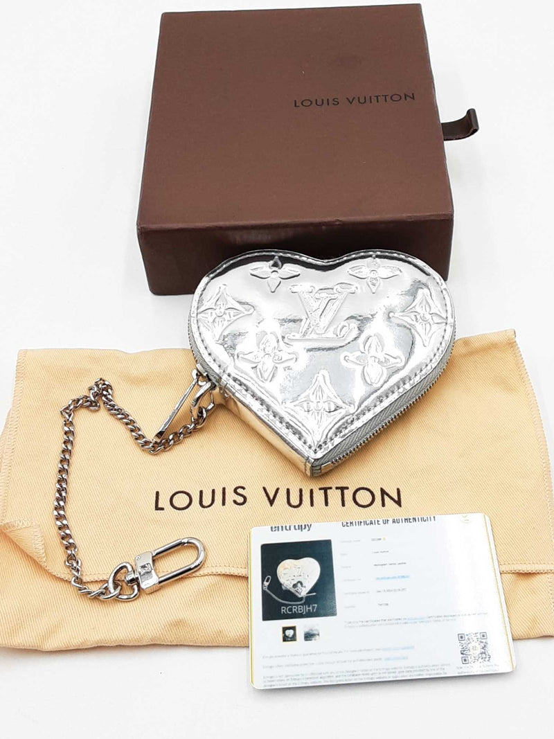 Louis Vuitton Monogram Silver Mirror Metallic Heart Coin Purse Eb0125lrxdu