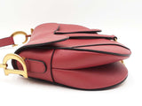 Christian Dior Medium Saddle Bag In Red Grained Leather Fw0126lzxzdu