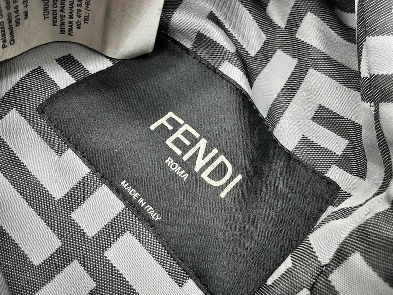 Fendi Black Solid Logo Polyester Reversible Overcoat Size It 54 Do0225cxzde