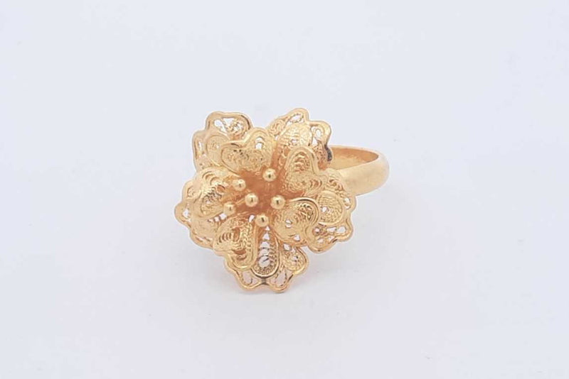 22k Yellow Gold Filigree Flower Ring 5.4 Grams Size 6.5 Eb1124wcrsa