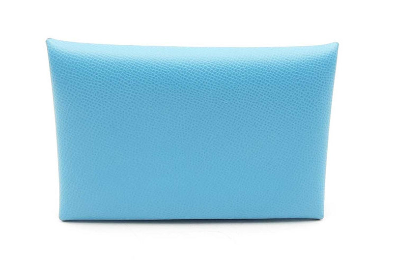 Hermes Blue Leather Card Holder Wallet Eb0924lrxsa