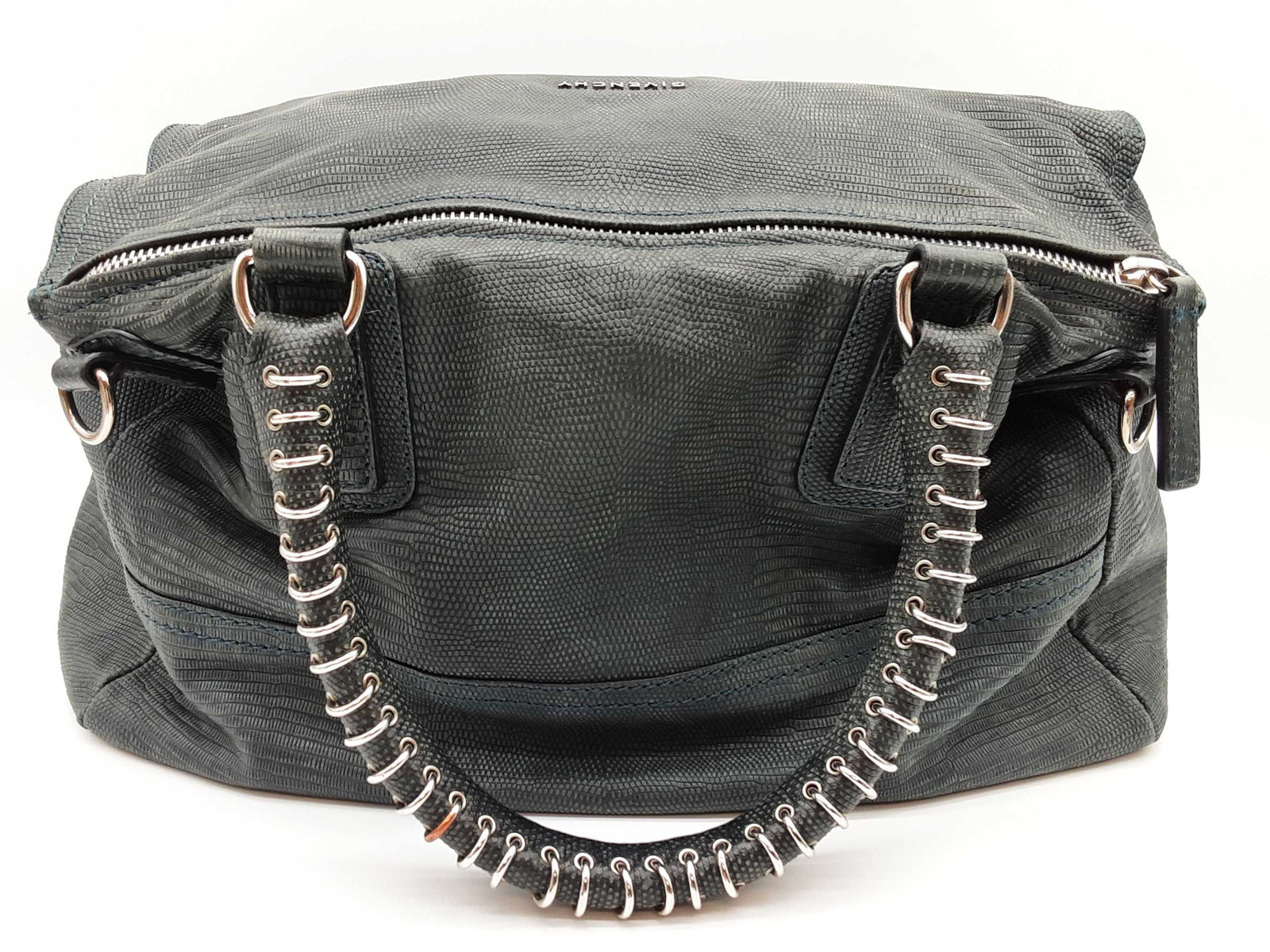 Givenchy Pandora Dark Green Lizard Embossed Leather Duffle Bag