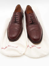 Salvatore Ferragamo Wingtip Oxford Brown Leather Dress Shoes Size 10 Eb0926rxsa