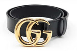 Gucci Black Leather Belt With Gold Tone Gg Buckle Size 95/38 Eb1225oxzdu