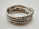 David Yurman 0.925 Sterling Silver 4.5g Diamond Rope Ring Size 5.75 Do1124oxzde