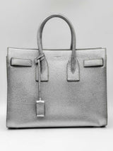 Yves Saint Laurent Silver Metallic Sac De Jour Silver Top Handle Bag Eb1224ixzdu