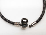 Pandora Moments Single Black Braided Leather Bangle Bracelet 6.75 In Do0826rde