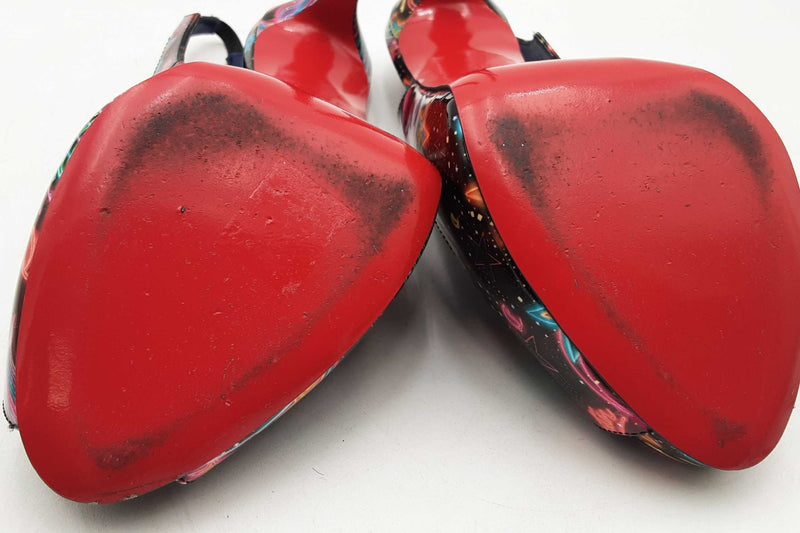 Christian Louboutin Hot Chick Sling Alta Starlight Heels Size 38.5 Eb1025lxzsa