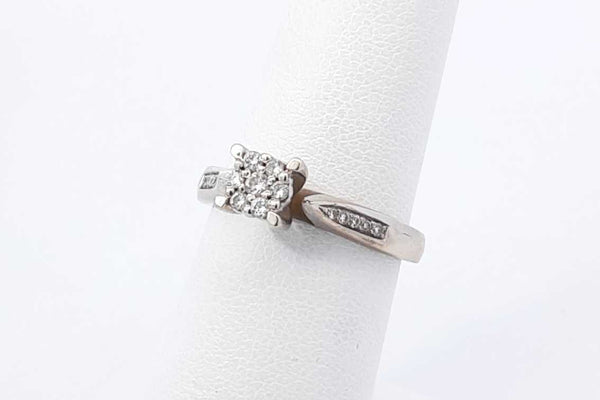 0.07ctw Diamond Ring In 14k White Gold 3.2 Grams Size 6 Eb0925lrxdu