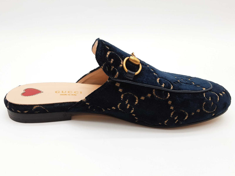 Gucci 475094 Princetown Gg Blue Velvet Mule Slides Size Eu 37 Do0925oxzde
