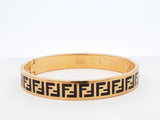 Fendi Forever Fendi Gold-tone & Black Enamel Bangle Bracelet 7 Inch Fw0626lordu