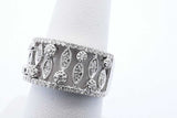 14k White Gold Diamond Openwork Band Ring 6.7 Grams Size 7 Eb0626rxzde