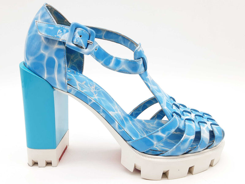 Christian Louboutin Meduzette Lug 100 Blue Heel Size 37 Do0824lwzde