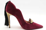 Christian Louboutin Hot Chick Kiss Burgundy Velvet Pumps Size 38 Eb0526oxzsa